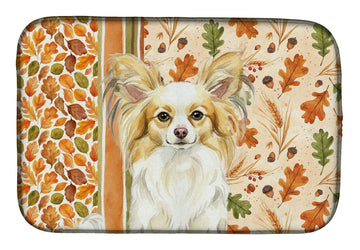 Lemon and White Papillon Fall Dish Drying Mat