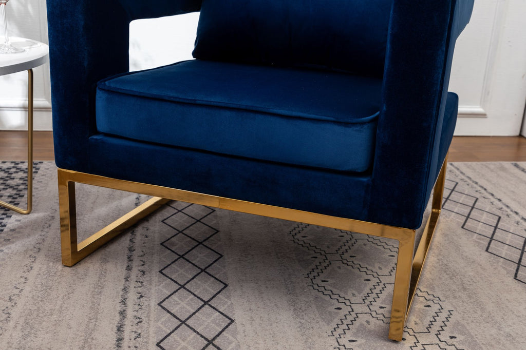 Lenola Contemporary Upholstered Accent Arm Chair, Blue