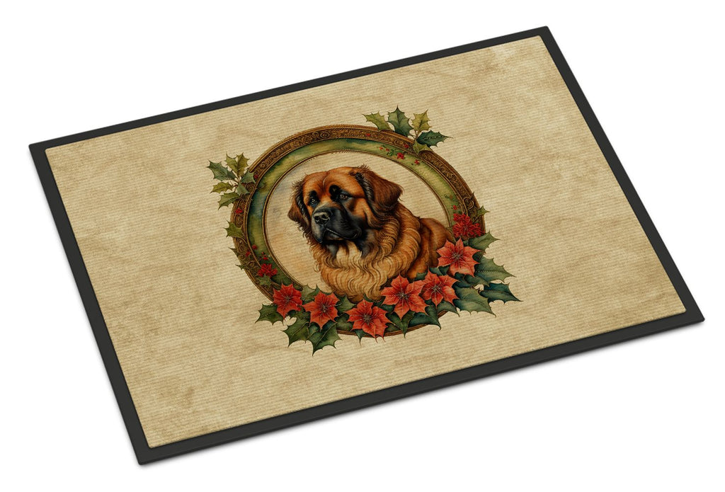 Leonberger Christmas Flowers Doormat
