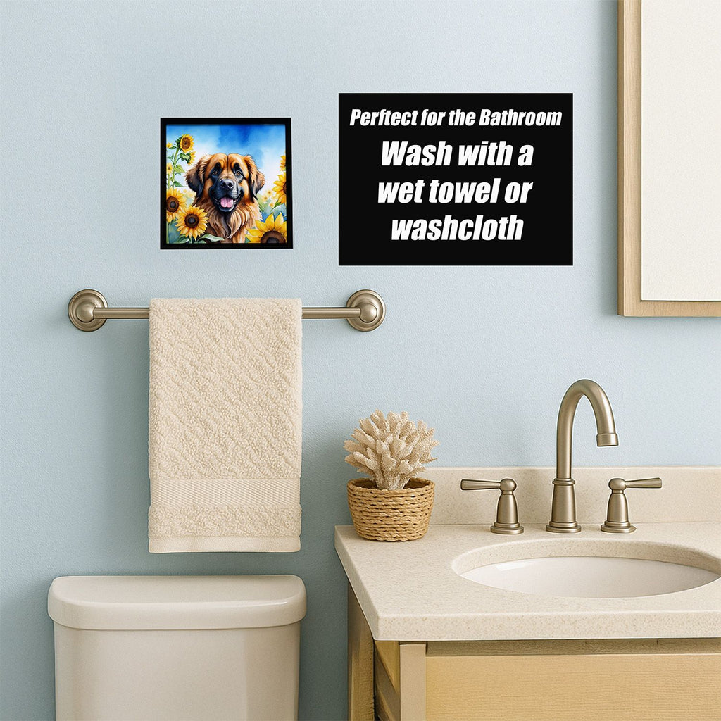 Leonberger in Sunflowers Framed Metal Wall Art
