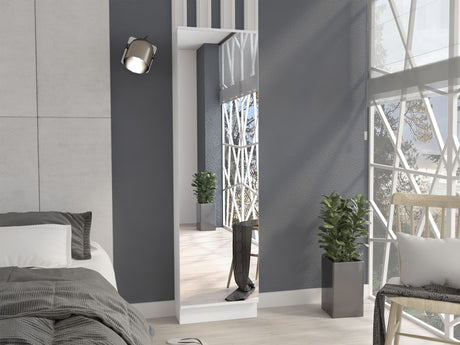 Leto XL Single-Door Shoe Cabinet with Mirror and Adjustable Shelves
