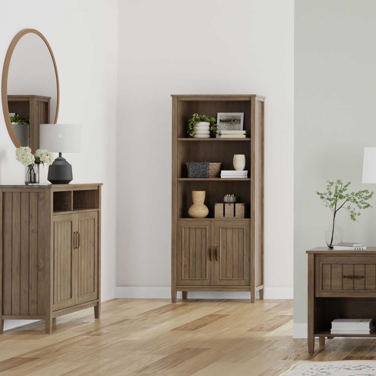 Handcrafted Bookcase with Interior Storage and Adjustable Shelves