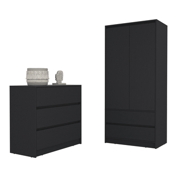 Lewes 2-Piece Bedroom Set – Dresser and Armoire in Black