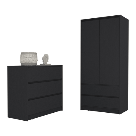 Lewes 2-Piece Bedroom Set – Dresser and Armoire in Black