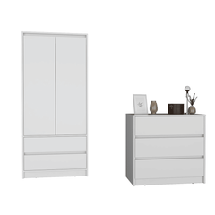 Lewes White 2-Piece Bedroom Set with Dresser and Armoire