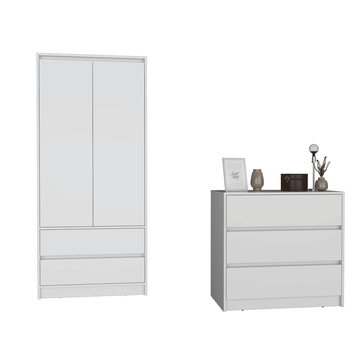 Lewes White 2-Piece Bedroom Set with Dresser and Armoire
