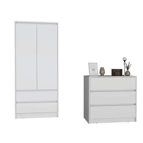 Lewes White 2-Piece Bedroom Set with Dresser and Armoire