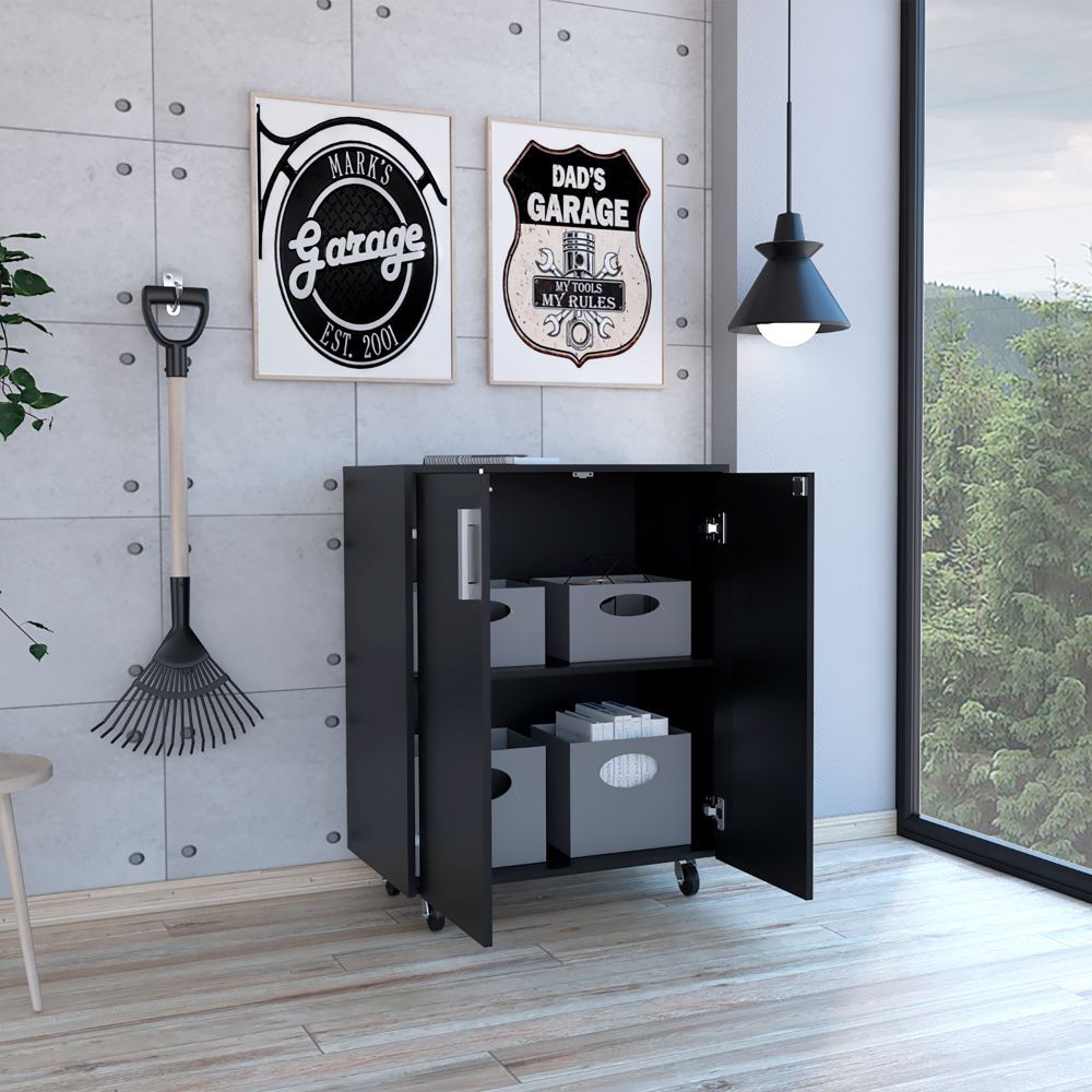 Lockable Two-Door Cabinet with Metal Hardware