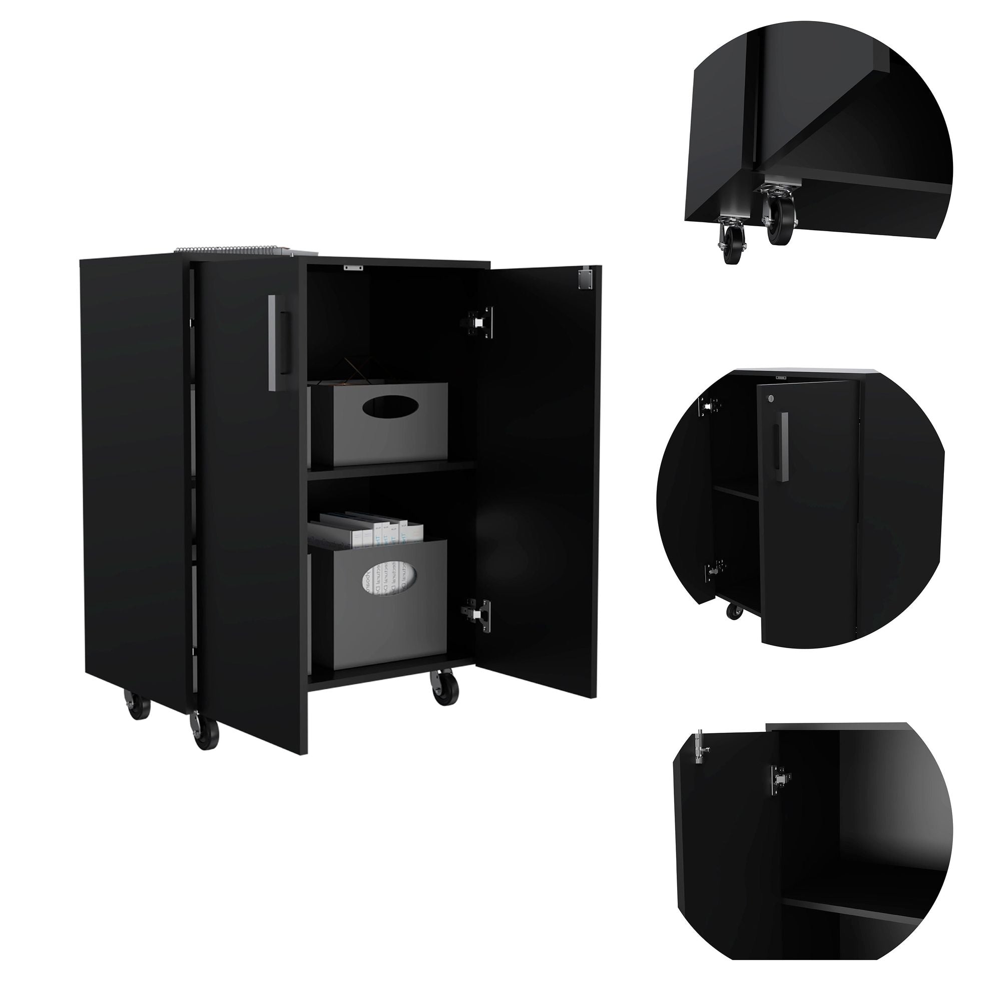 Lockable Two-Door Cabinet with Metal Hardware