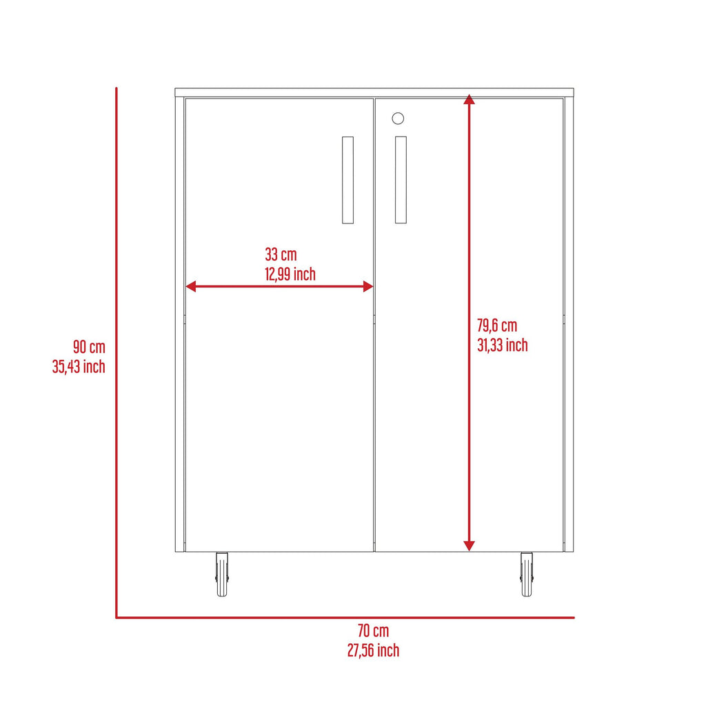 Lockable Two-Door Cabinet with Metal Hardware