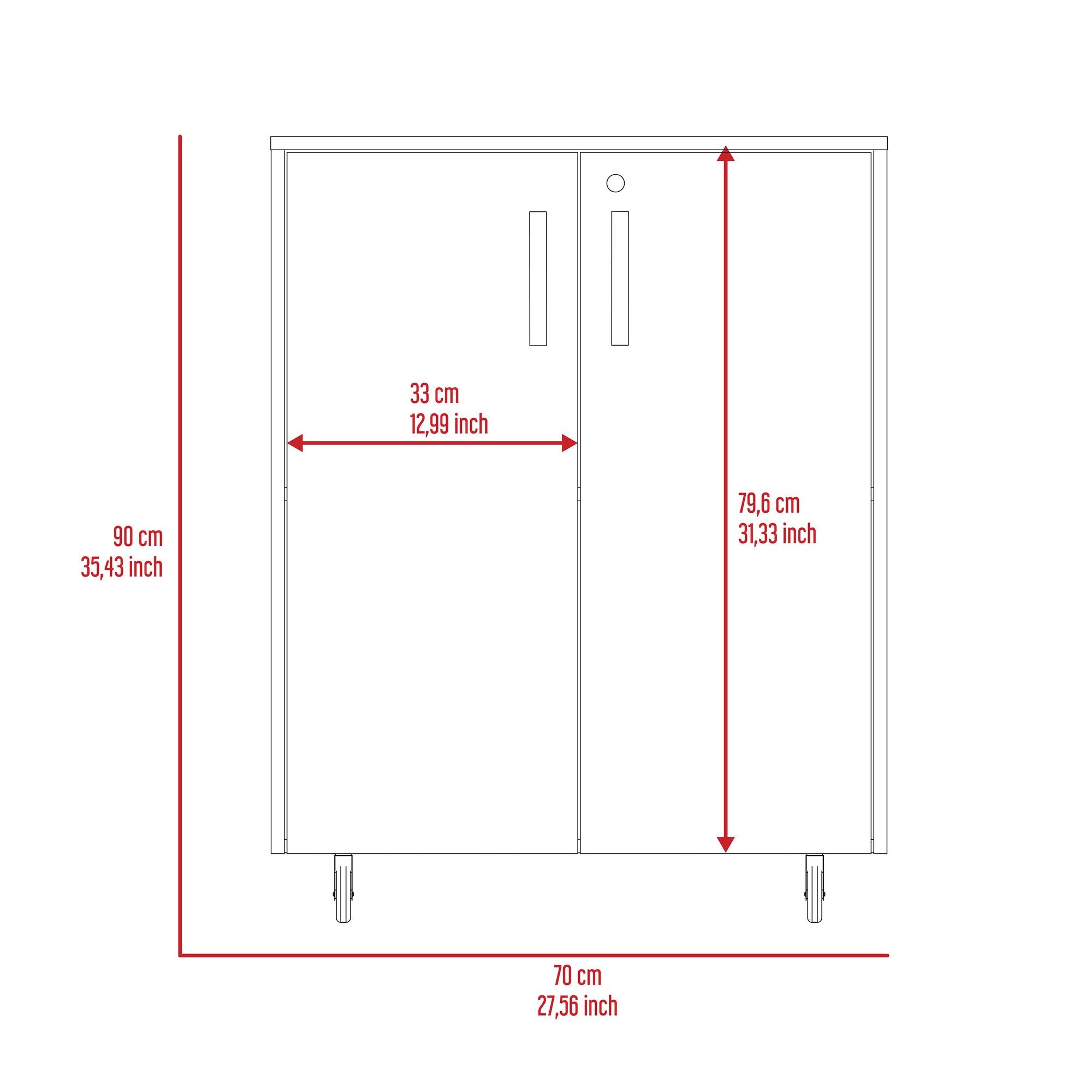 Lockable Two-Door Cabinet with Metal Hardware