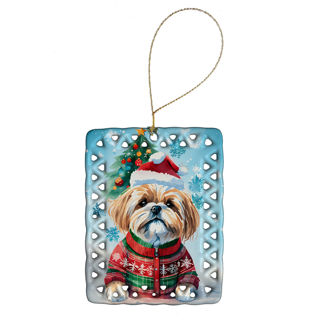 Lhasa Apso Christmas Ornament with Writable Back