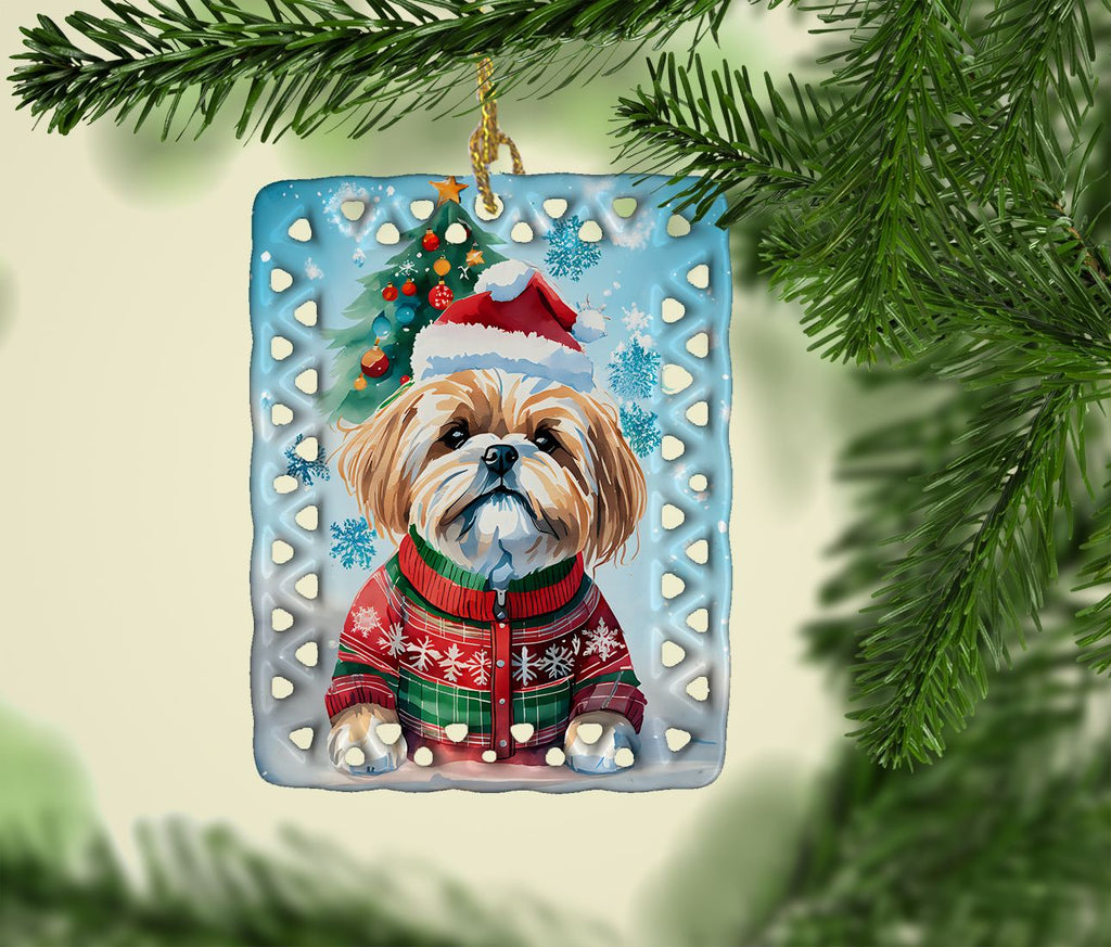 Lhasa Apso Christmas Ornament with Writable Back
