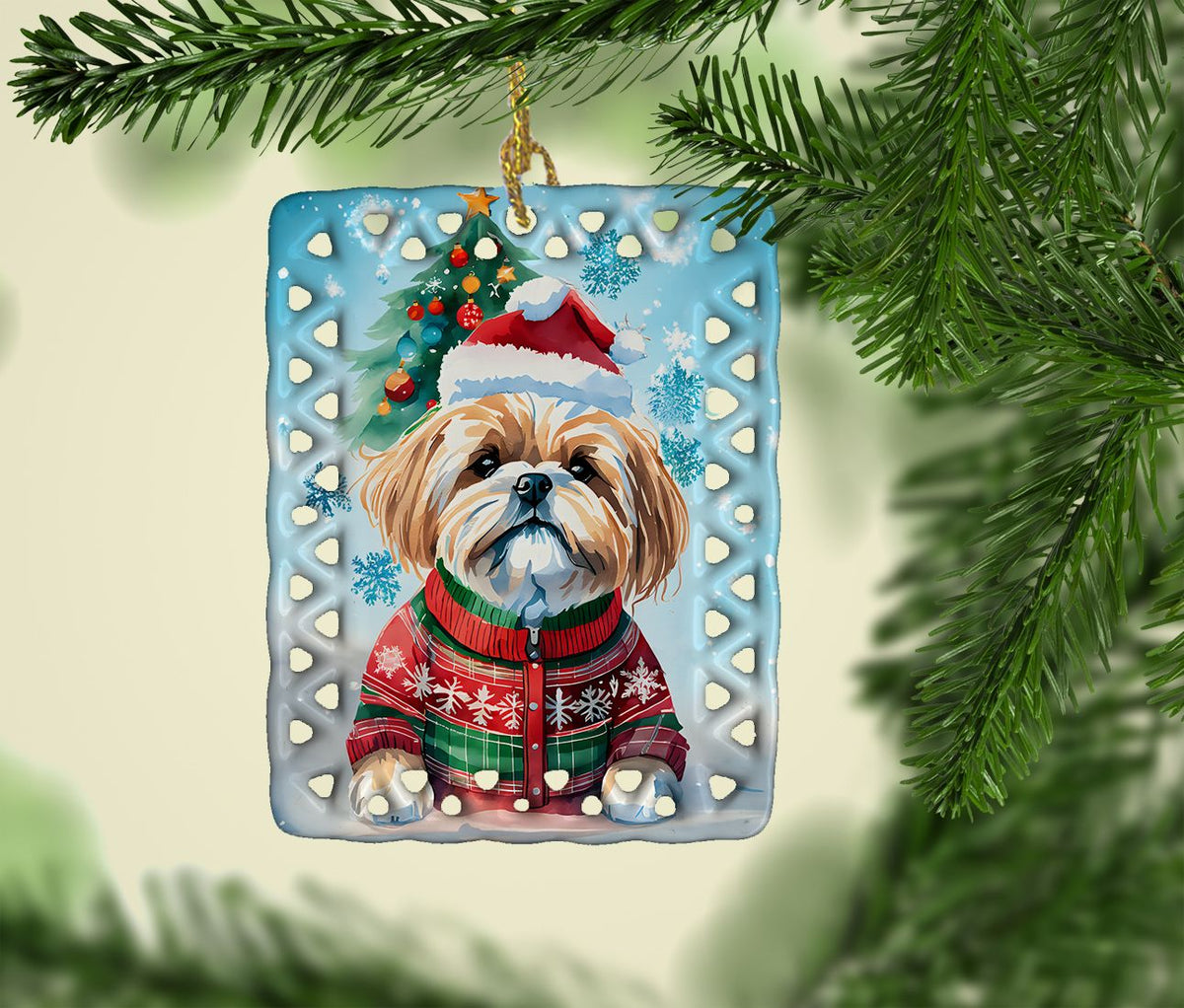Lhasa Apso Christmas Ornament with Writable Back