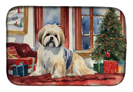 Lhasa Apso Cozy Christmas Dish-Drying Mat