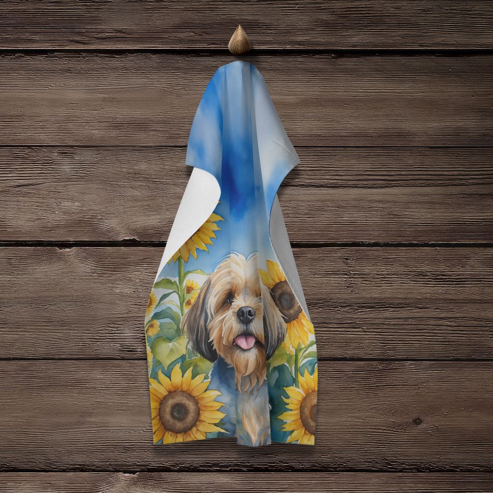 Lhasa Apso in Sunflowers Dual-Sided Kitchen Towel