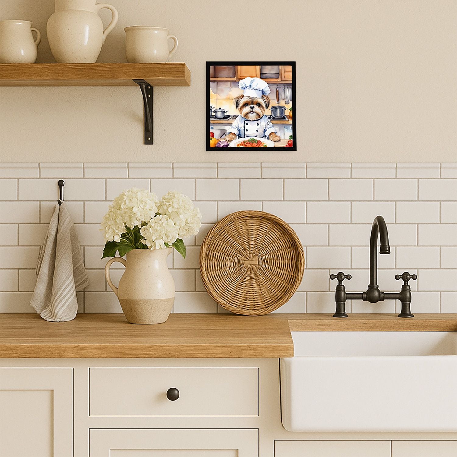 Lhasa Apso 'The Chef' Framed Metal Print - Modern Wall Art
