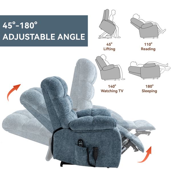 Oversized Power Lift Recliner with Heat & Massage, Dual Motor