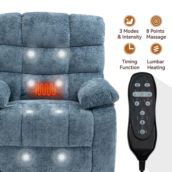 Oversized Power Lift Recliner with Heat & Massage, Dual Motor