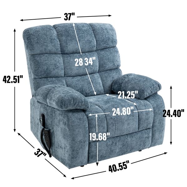 Oversized Power Lift Recliner with Heat & Massage, Dual Motor