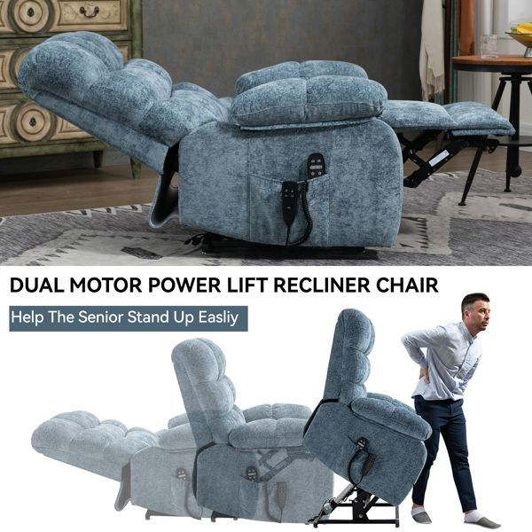 Oversized Power Lift Recliner with Heat & Massage, Dual Motor