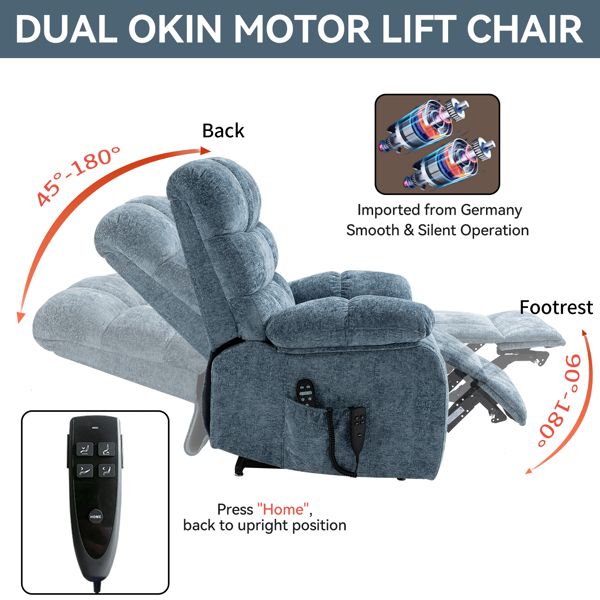 Oversized Power Lift Recliner with Heat & Massage, Dual Motor
