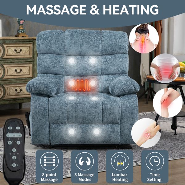 Oversized Power Lift Recliner with Heat & Massage, Dual Motor