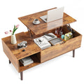 Lift-Top Coffee Table with Hidden Compartment and Side Shelves