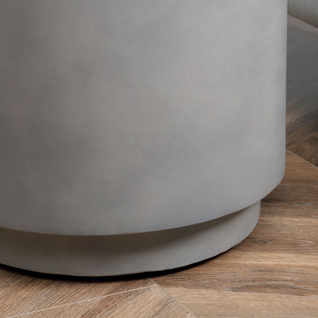 Modern Concrete Finish Round Side Table for Indoor or Outdoor Use