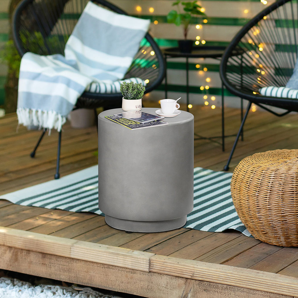 Modern Concrete Finish Round Side Table for Indoor or Outdoor Use