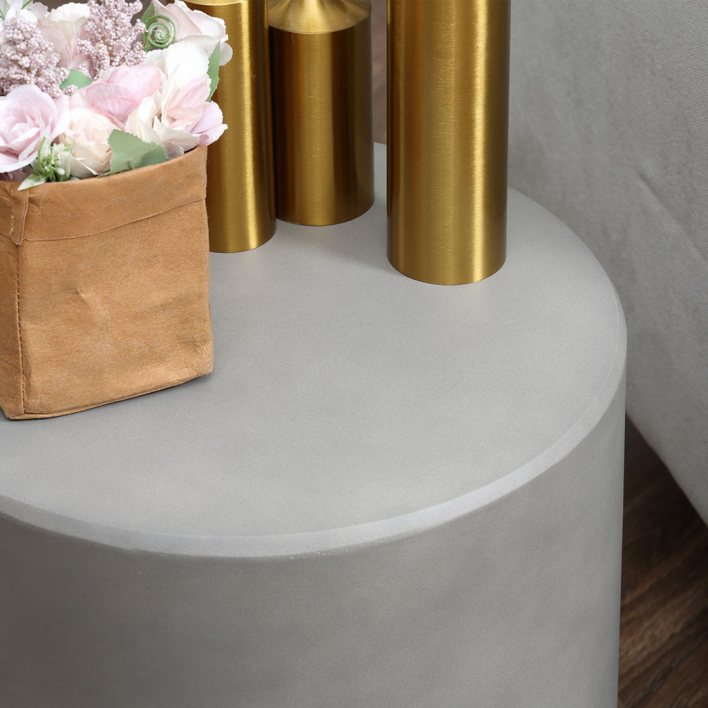 Modern Concrete Finish Round Side Table for Indoor or Outdoor Use