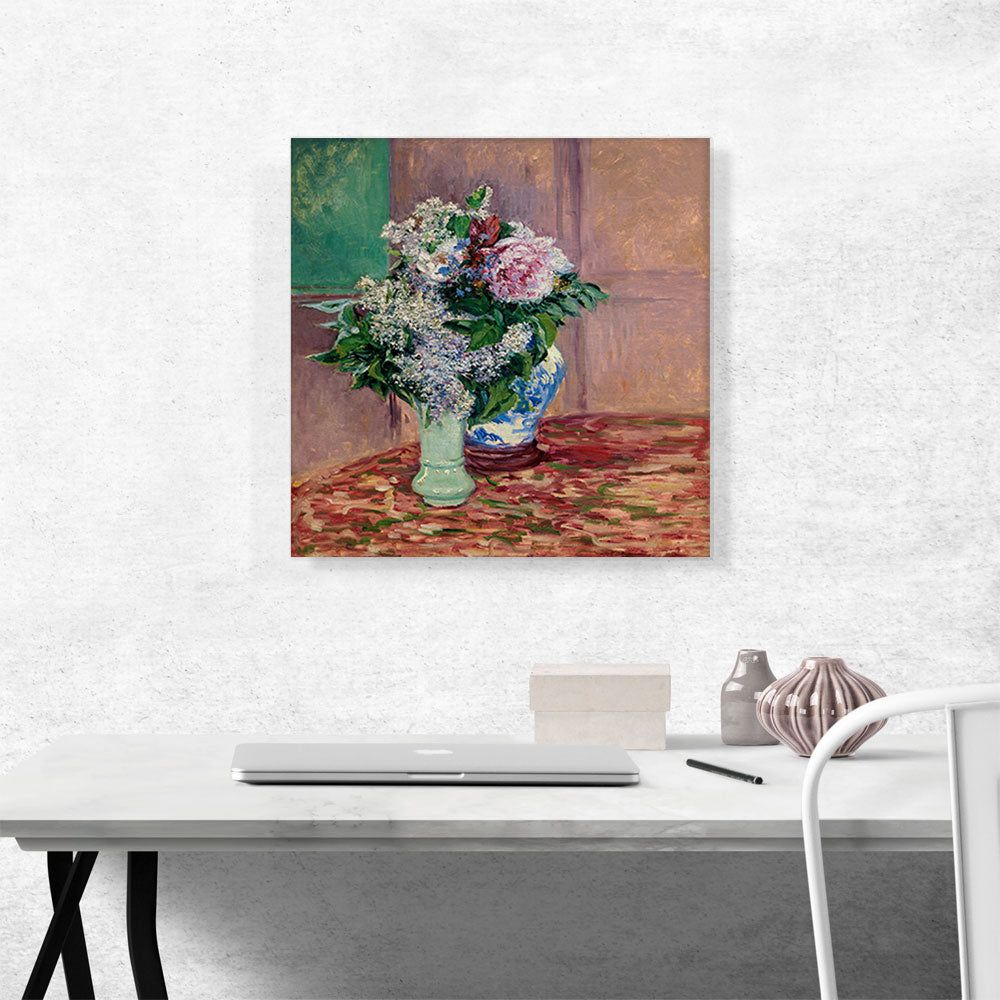 Lilacs and Peonies in Two Vases Wall Art