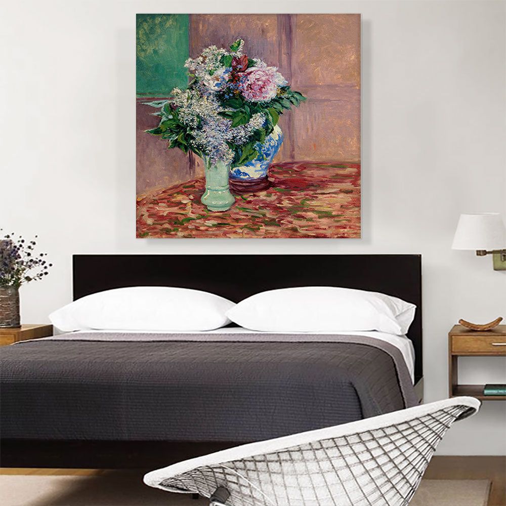 Lilacs and Peonies in Two Vases Wall Art
