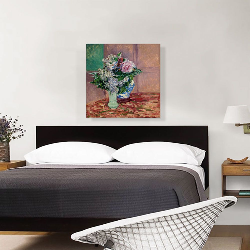 Lilacs and Peonies in Two Vases Wall Art