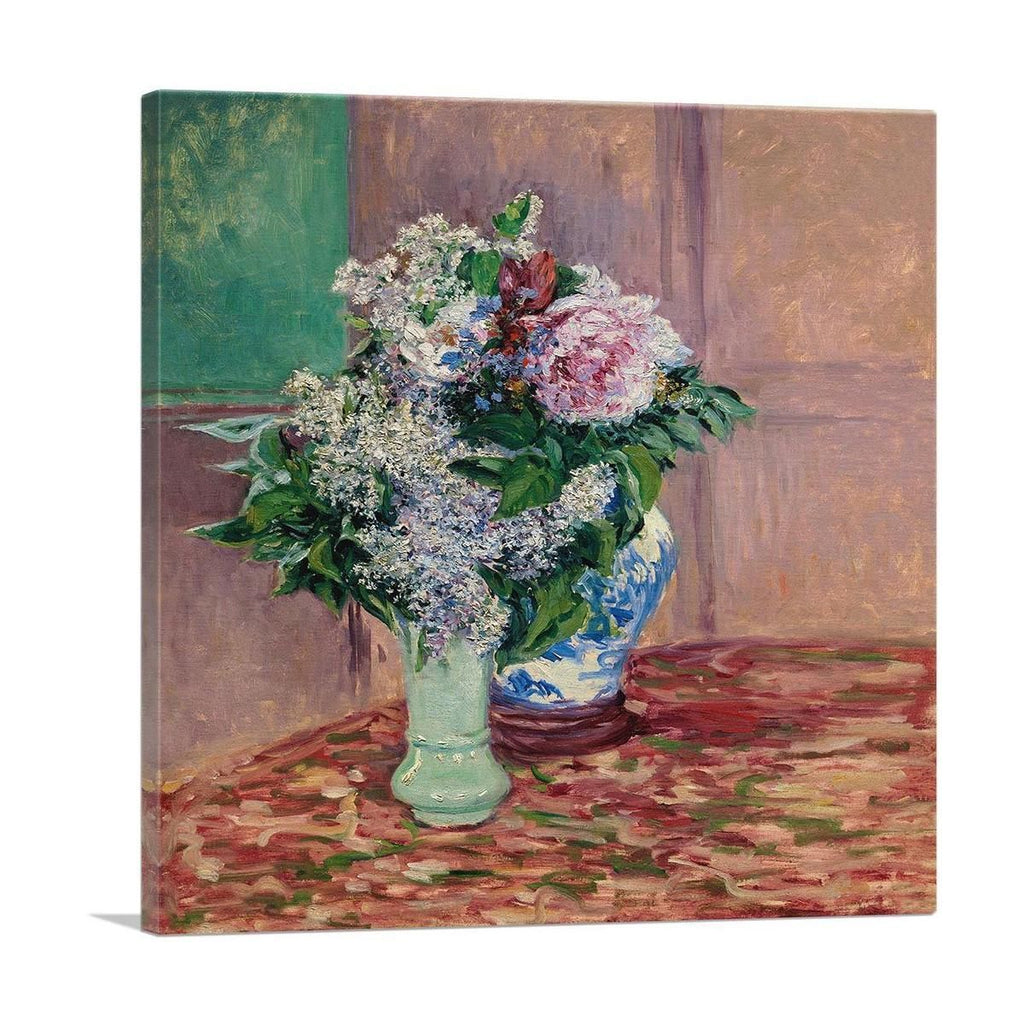 Lilacs and Peonies in Two Vases Wall Art
