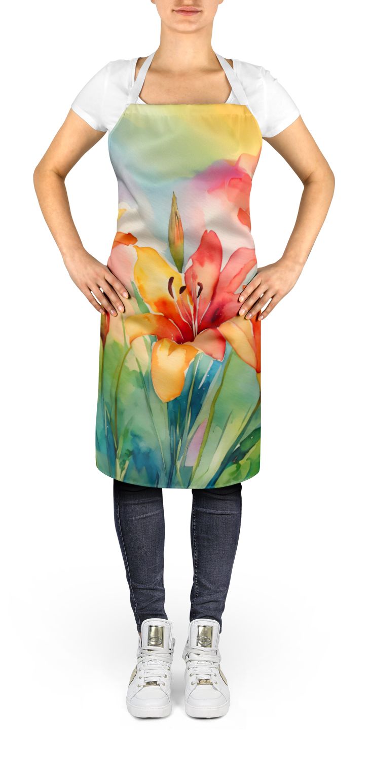 Watercolor Lilies Bib Apron