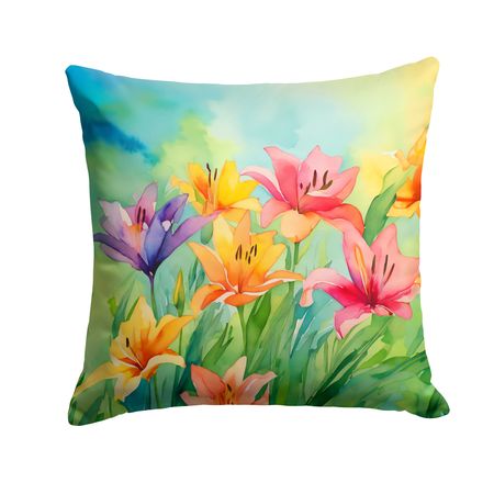 Watercolor Lilies Indoor-Outdoor Decorative Throw Pillow