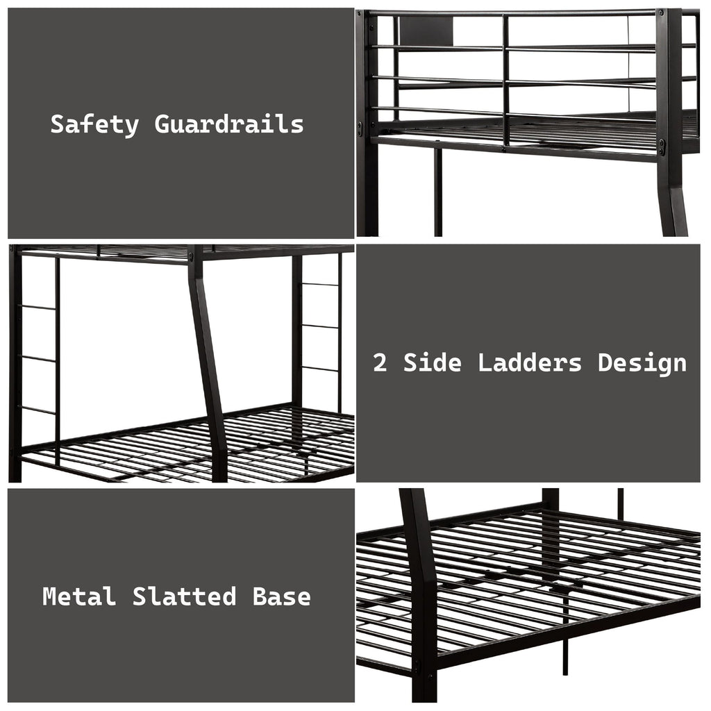 Limbra Sandy Black Full XL/Queen Bunk Bed with Guard Rail and Ladder