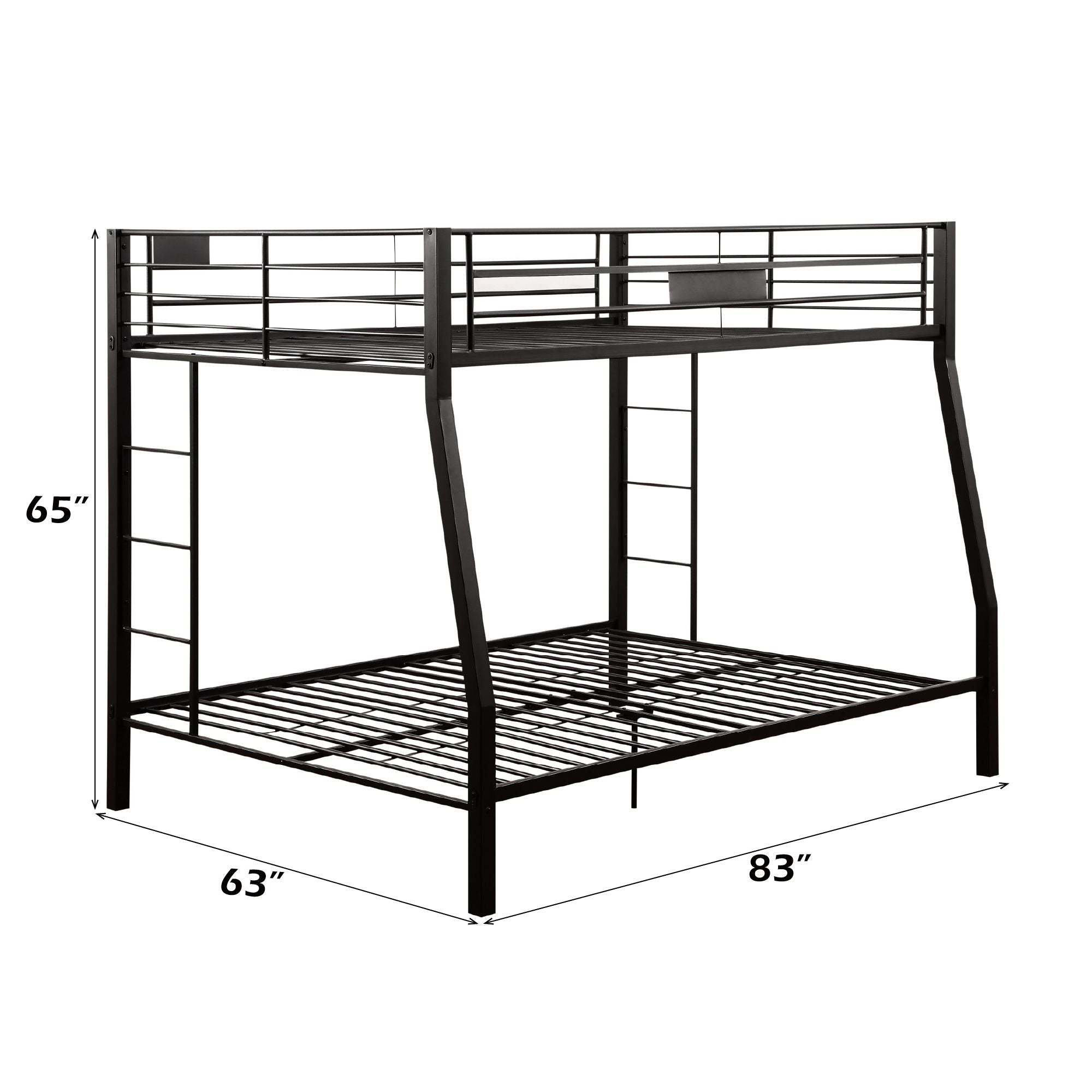 Limbra Sandy Black Full XL/Queen Bunk Bed with Guard Rail and Ladder