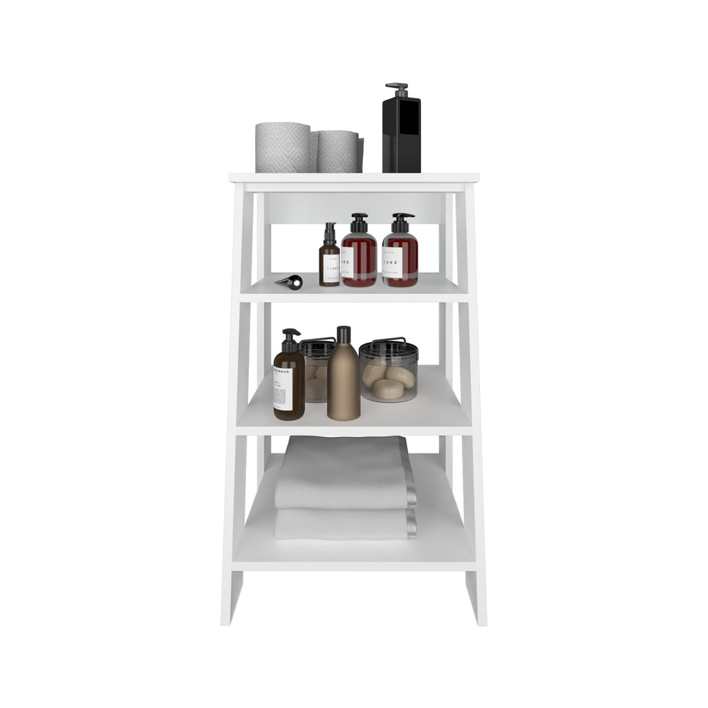 Linen Cabinet with Four Open Shelves, White