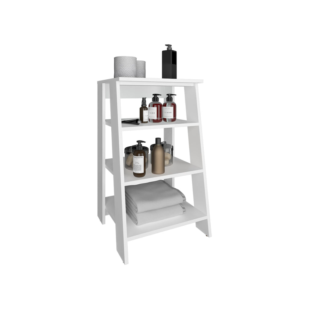 Linen Cabinet with Four Open Shelves, White