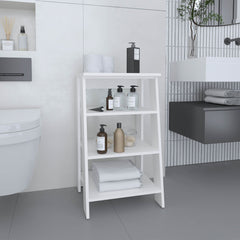 Linen Cabinet with Four Open Shelves, White