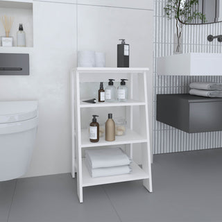 Linen Cabinet with Four Open Shelves, White