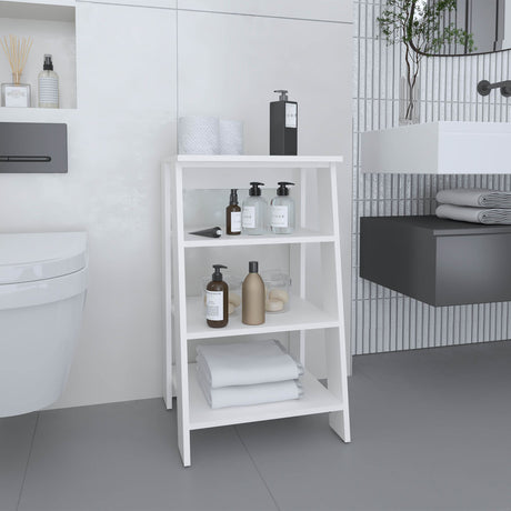 Linen Cabinet with Four Open Shelves, White