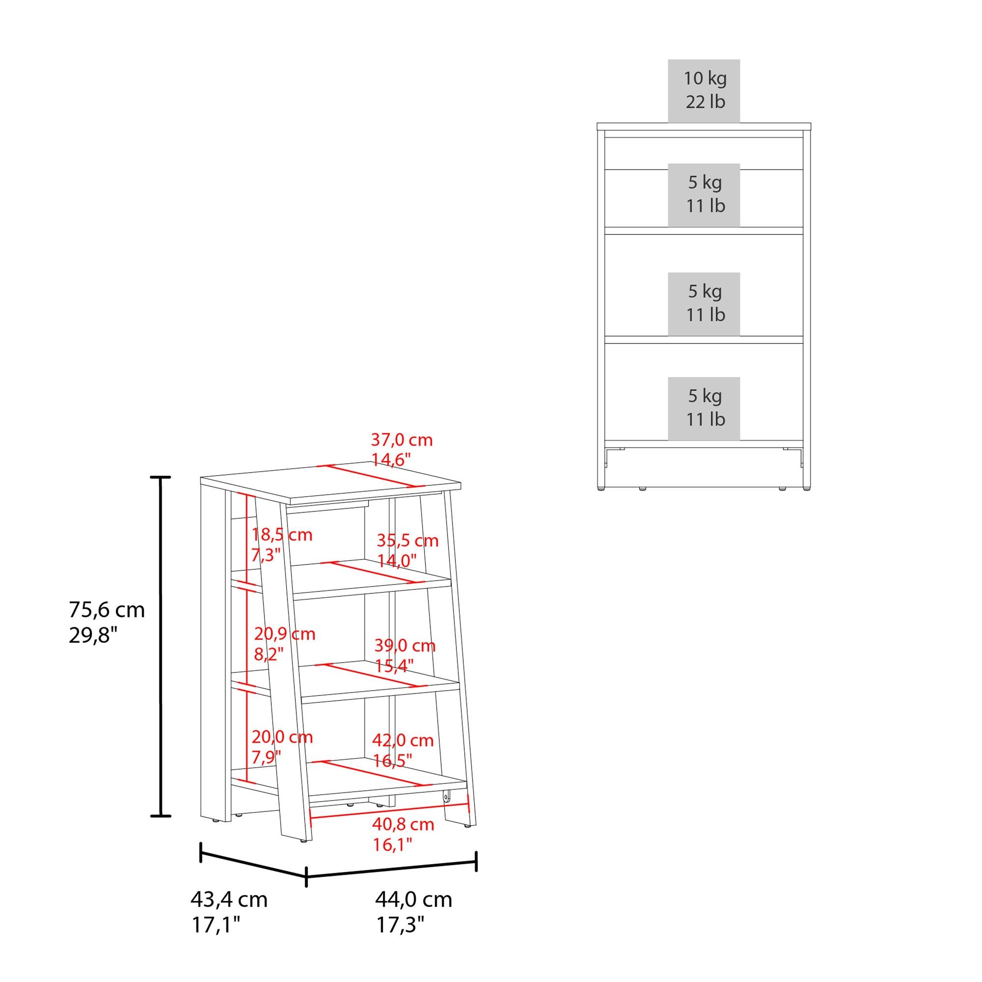 Linen Cabinet with Four Open Shelves, White