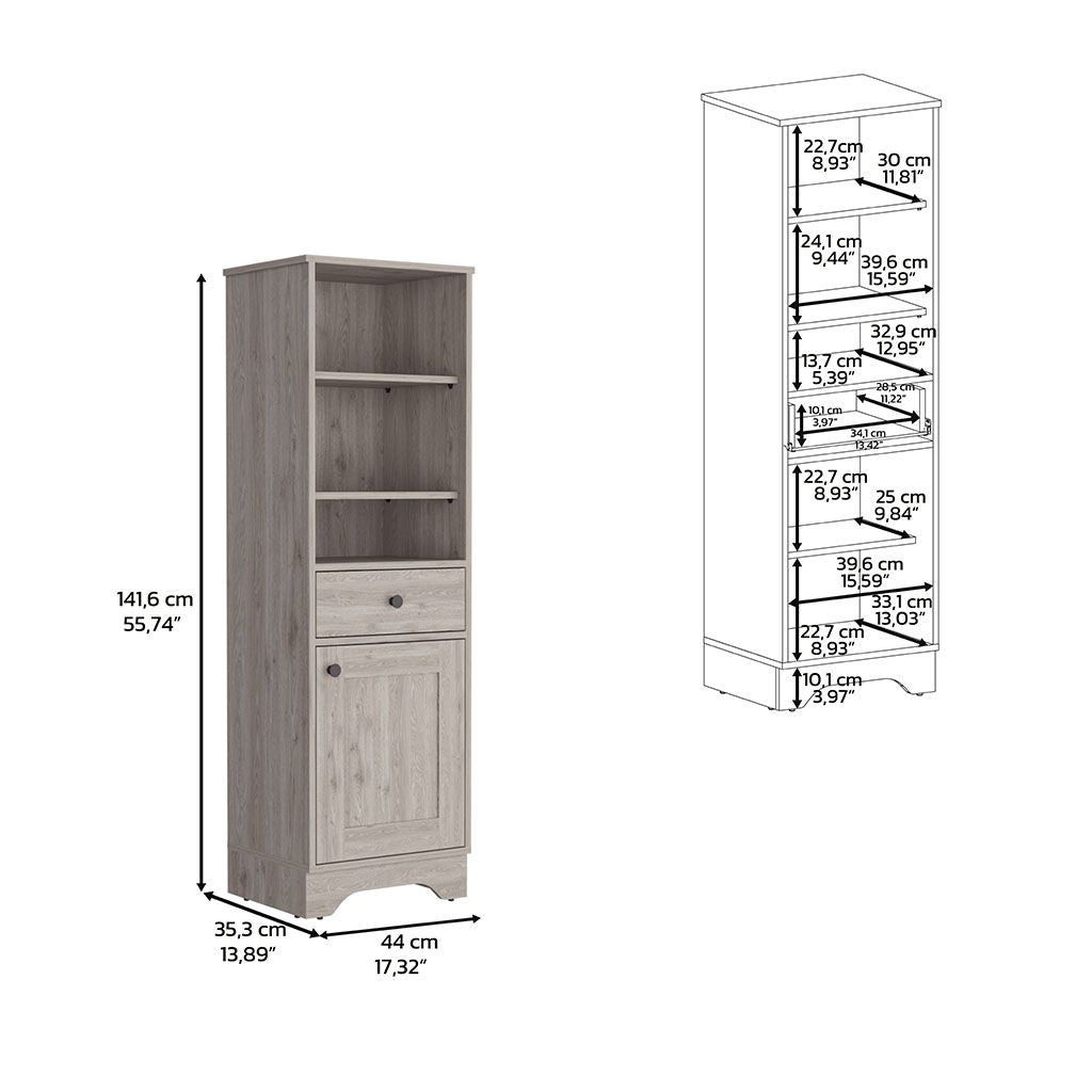 Burnedt Linen Cabinet – Ample Storage with Open Shelves and Drawer