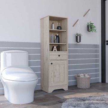 Burnedt Linen Cabinet – Ample Storage with Open Shelves and Drawer