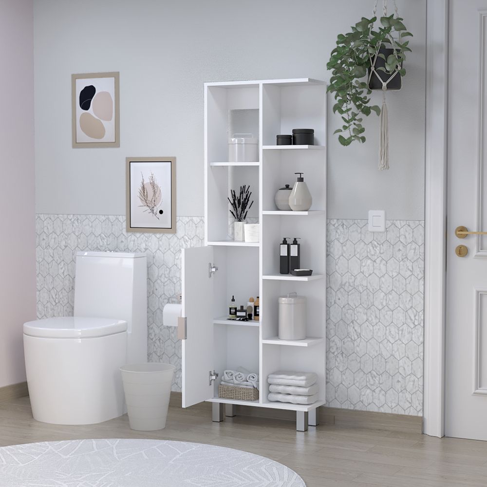 Derby Linen Cabinet: Open Shelving & Concealed Storage for Bathroom