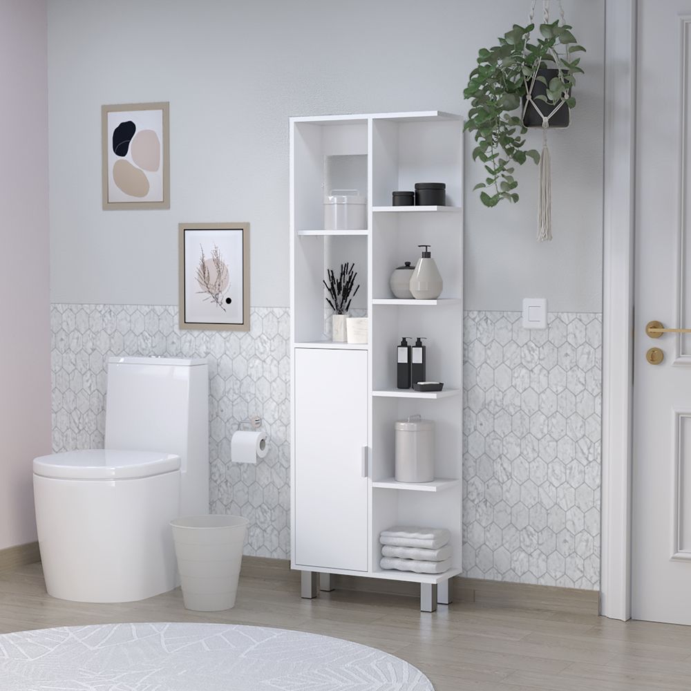 Derby Linen Cabinet: Open Shelving & Concealed Storage for Bathroom