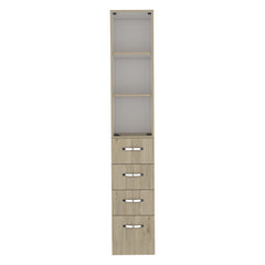 Elegant Linen Cabinet with Glass Door and Drawers